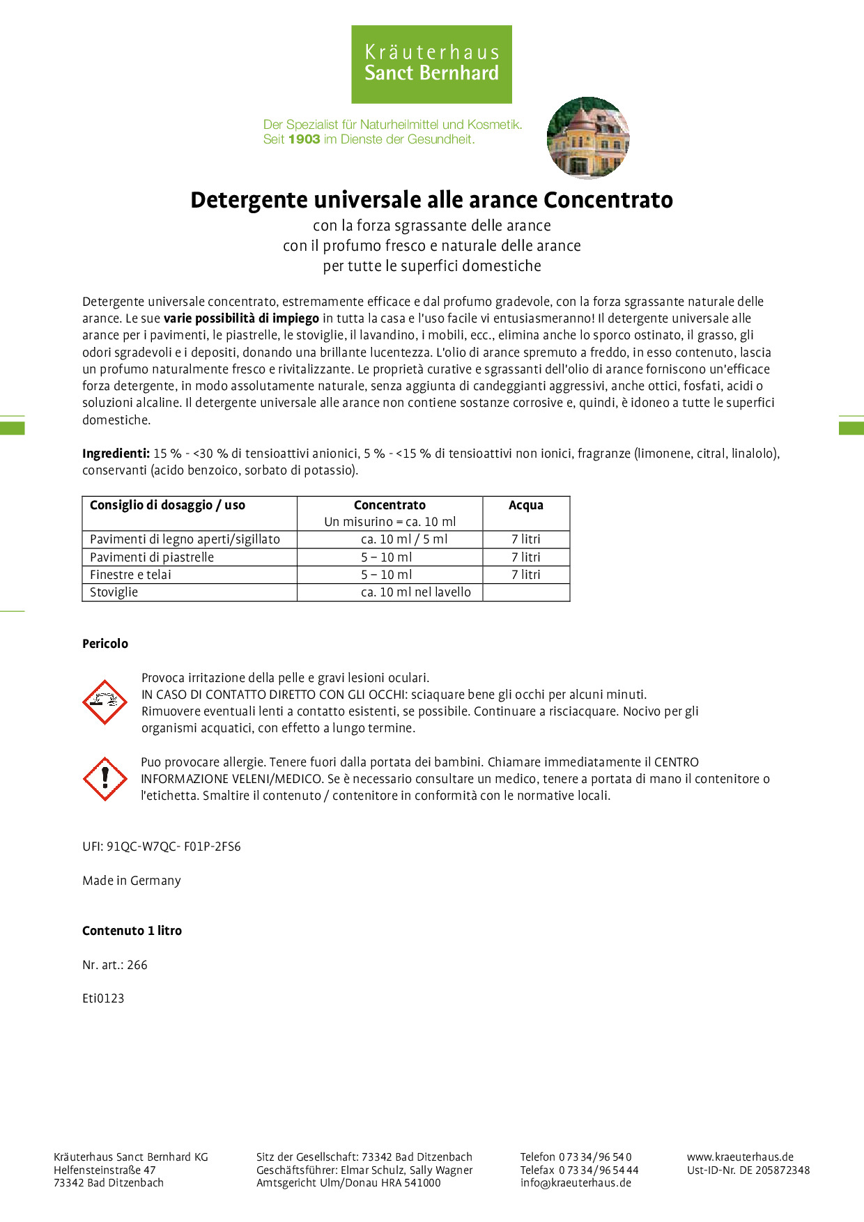 IDROPUL Detergente Igienizzante Concentrato 1 Litro, Per Pietre, Marmi, Legno, Vetro, Gres, Superfici Sintetiche