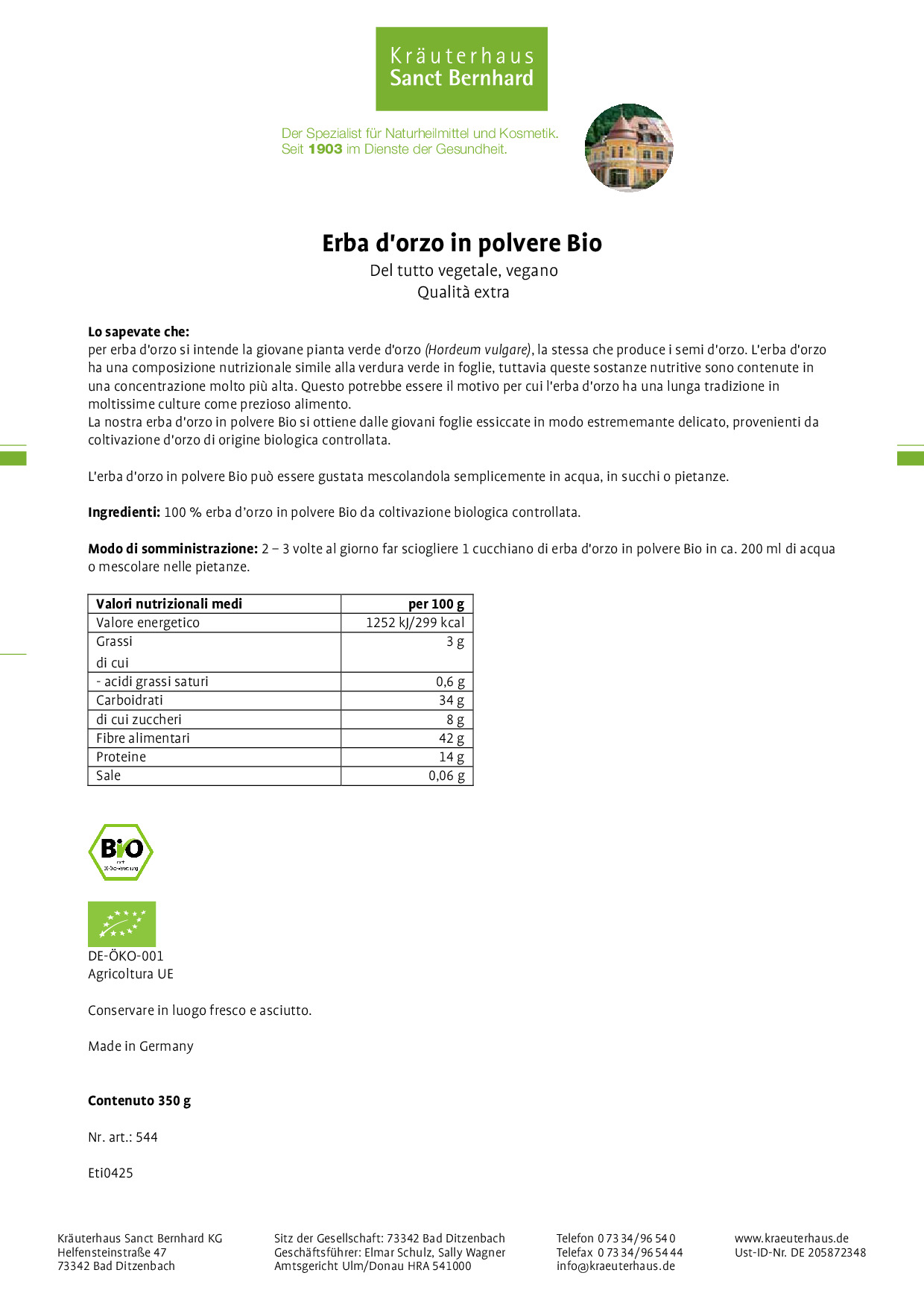 Erba D'Orzo Biologica In Polvere 500g – JKR Spices – Per Tè E Frullati – Senza Plastica - Foto 3