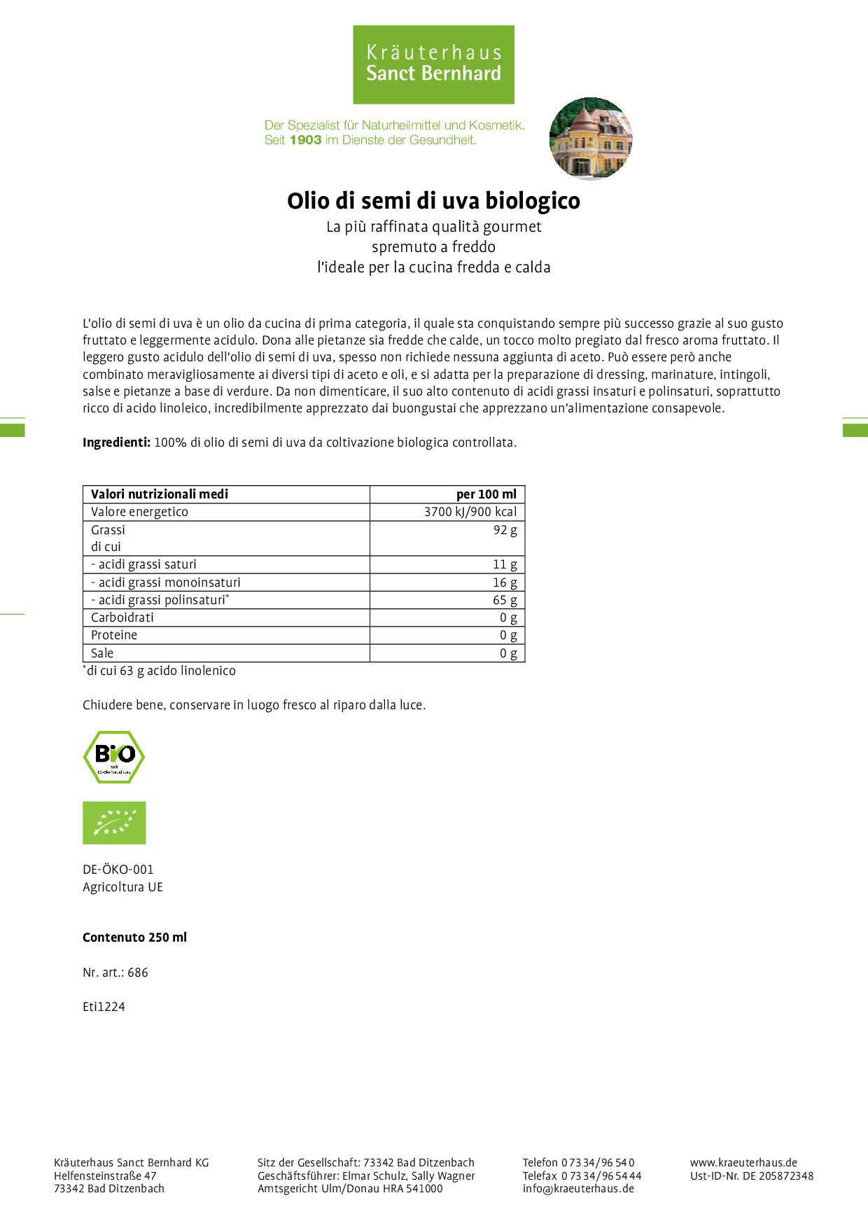 OLIO DI VINACCIOLI 500ml Puro Spremuto A Freddo | DanShen Making Nature - Foto 13