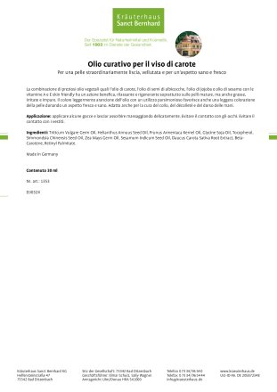 Olio curativo per il viso di carote 30 ml