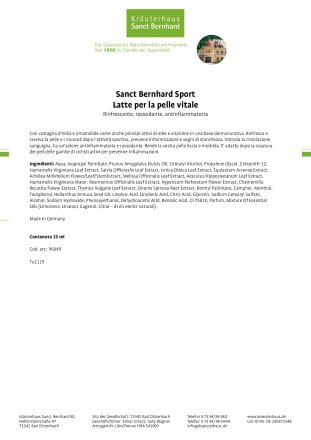 Sanct Bernhard Sport Latte per la pelle vitale 25 ml 25 ml